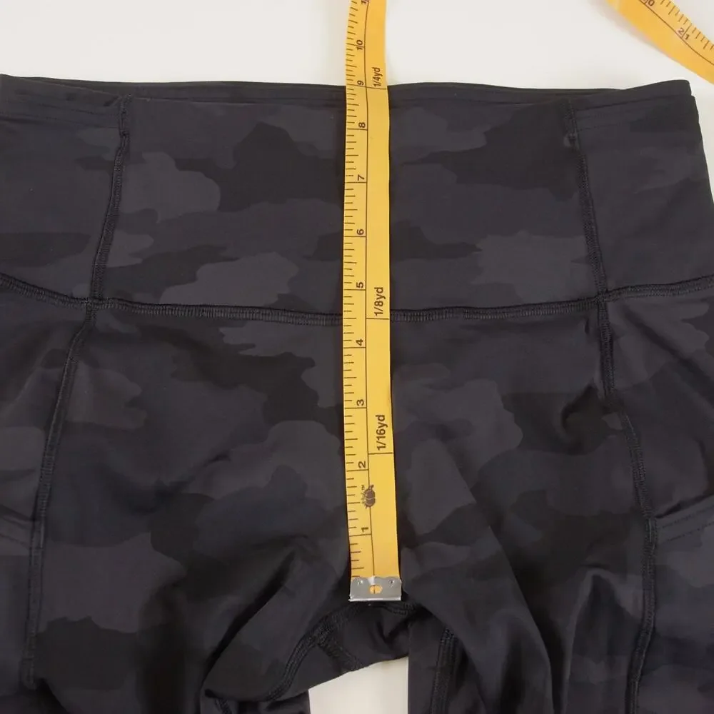 Lululemon Fast and Free High Rise Camo Black Crop 23